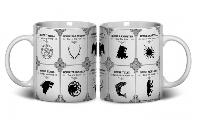 A caneca Casas de Westeros Game of Thrones custa R$ 39,90 no Quarto Geek.