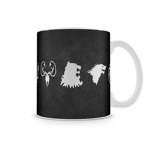 A caneca Game Of Thrones Casas 2 custa R$ 34,90 no Empório Mad.