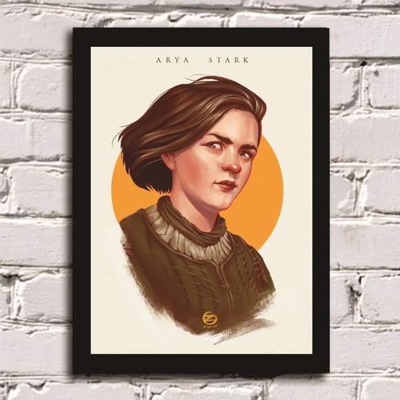 O pôster com moldura Arya Stark custa R$ 39,90 na Elo 7.