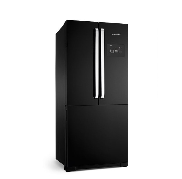 Geladeira Frost Free Side Inverse com capacidade para 540 litros e função Ice Maker. À venda na Brastemp.