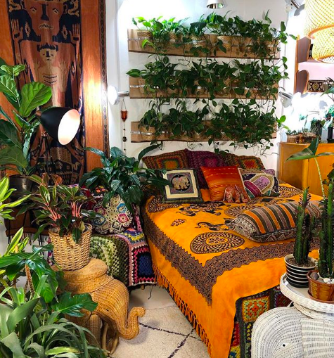 Quarto decorado com plantas