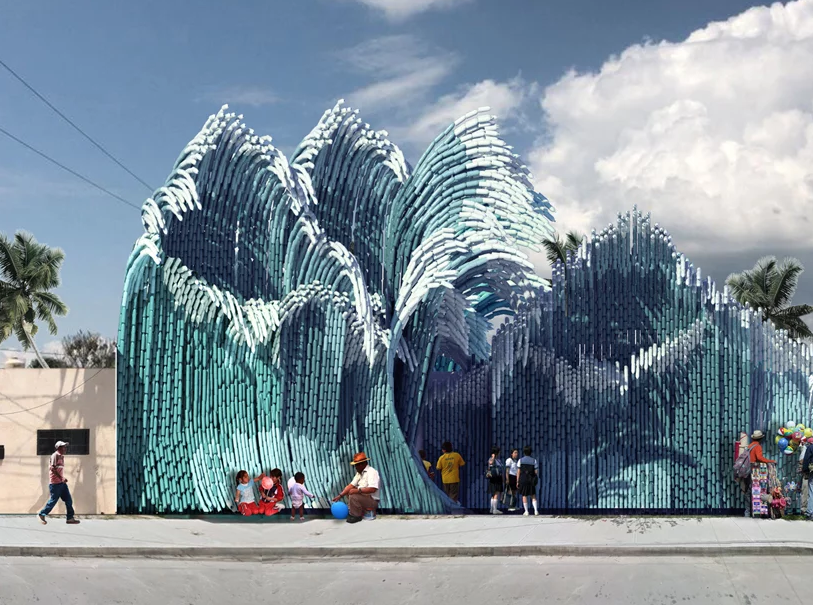 Projeto propõe uso de garrafas recicladas em fachada de escola mexicana