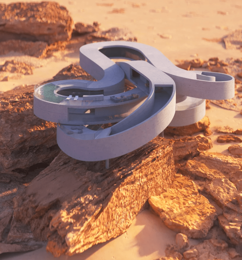 Arquitetura ficcional propõe casa de concreto emaranhado na China