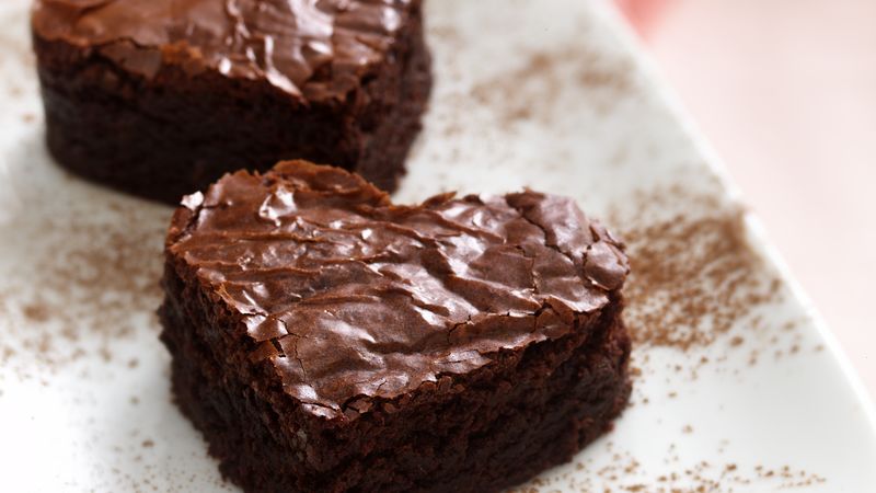 Brownies cortados em forma de coração