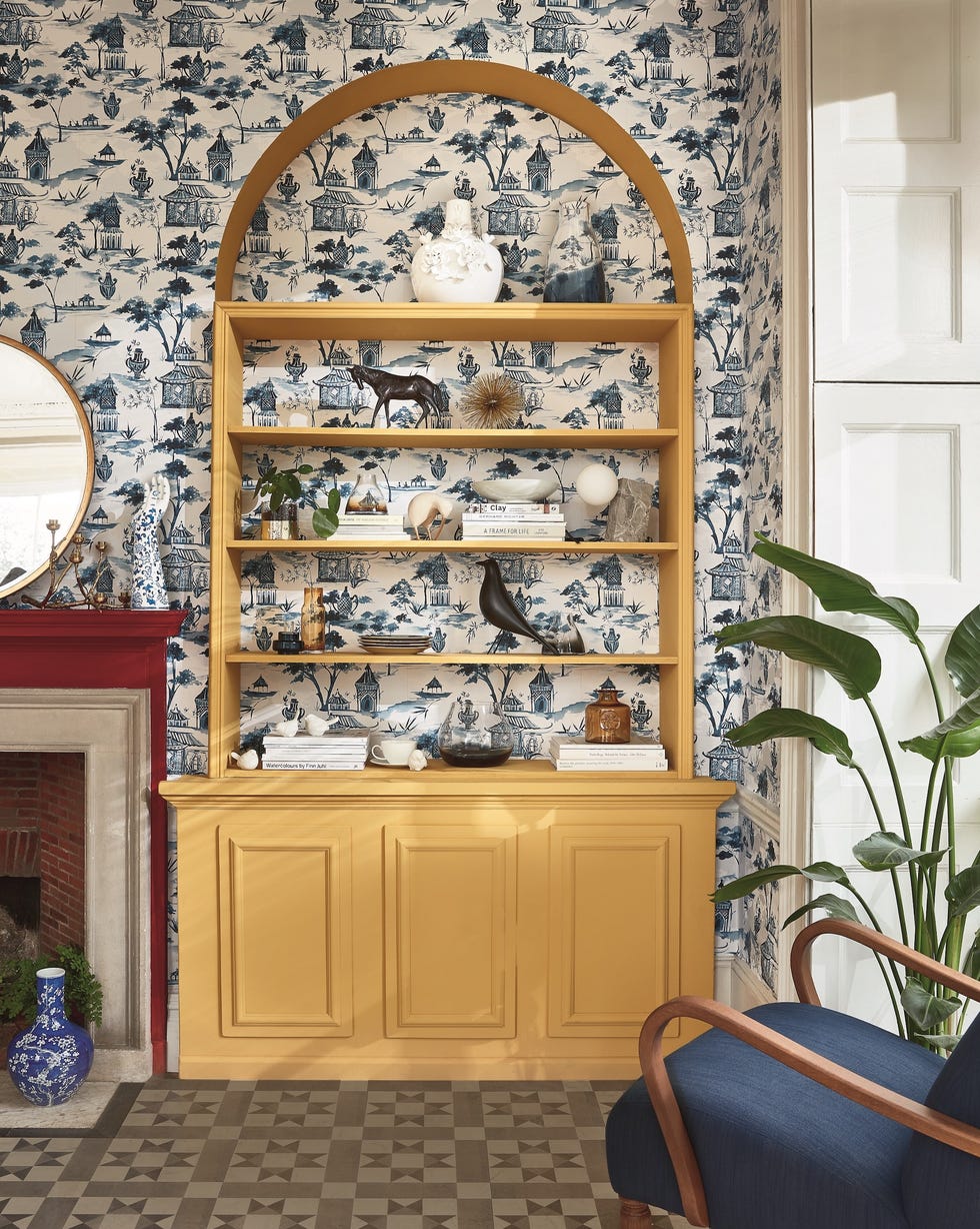 Papel de parede floral atr&aacute;s de m&oacute;vel