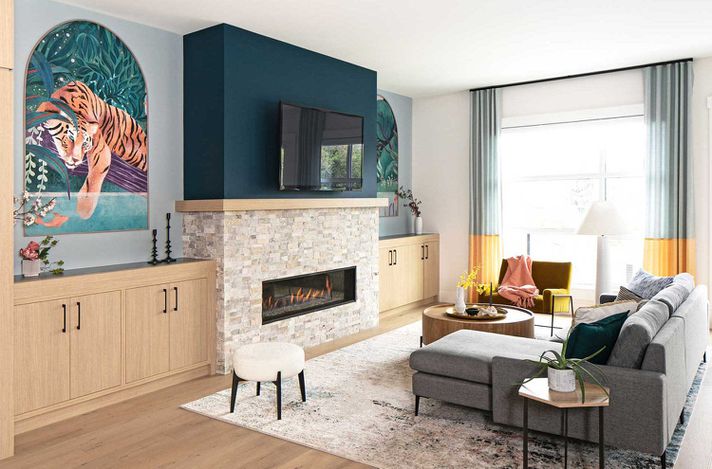 Obra de arte grande em sala de estar