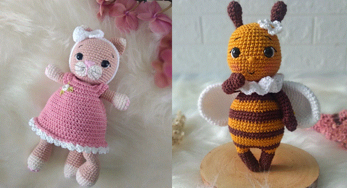 Peças em Amigurumi confeccionadas pelo Arteliê da Vivi, expositora da Mega Artesanal 2023.