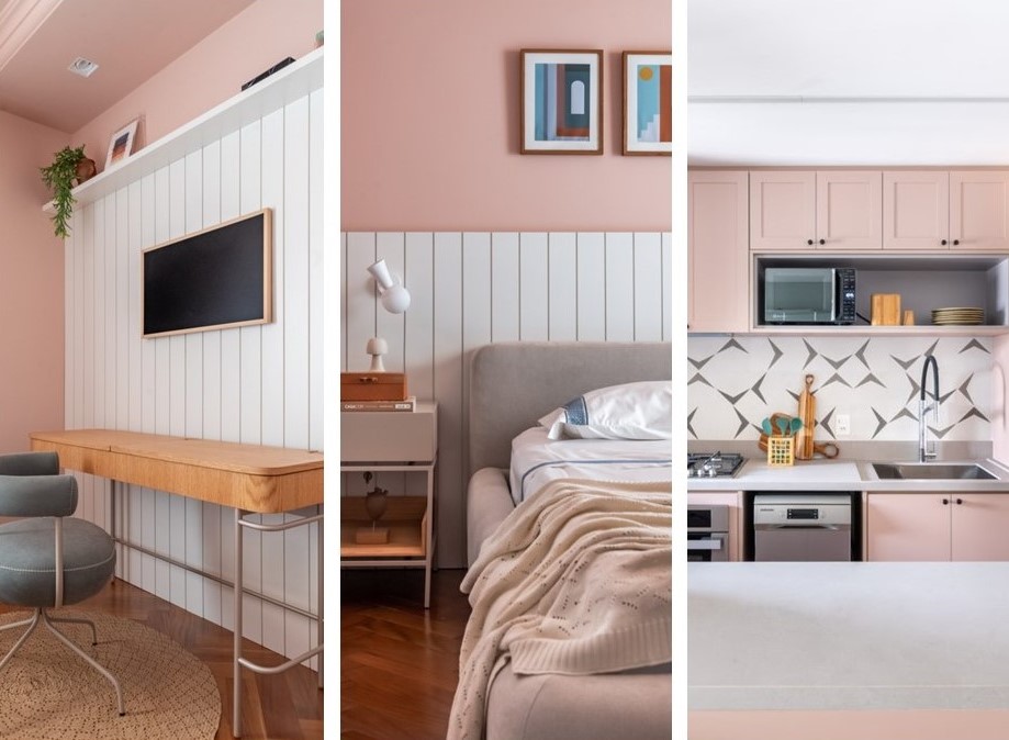 Rosa no décor: inspirações de home offices, cozinhas, quartos e banheiros!